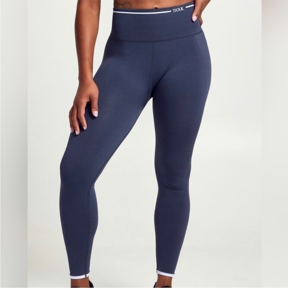 soulcycle Pants - Soul X SoulCycle Seamless Leggings Navy Blue with Green Stripe